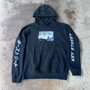 Key Street Hoodie Mens XL Black Excellent JDM Skyline R34 Graphic Streetwear